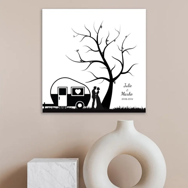 Camping de lona de huellas dactilares - pareja de camping