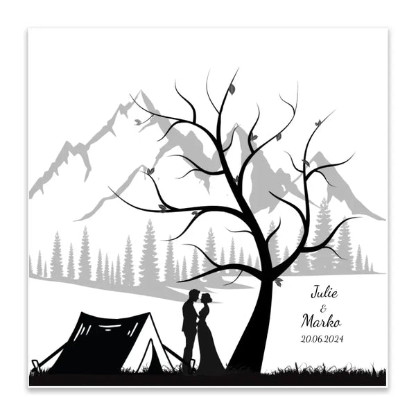 Camping de lona de huellas dactilares - pareja de camping