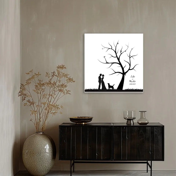 Lienzo de huellas dactilares - Pareja de amantes de los perros