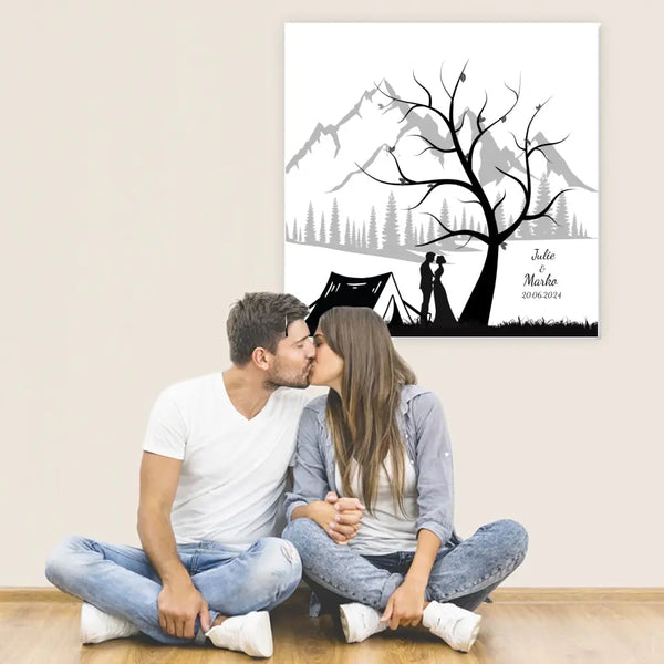 Camping de lona de huellas dactilares - pareja de camping