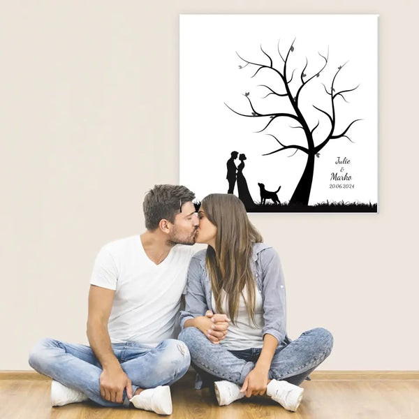 Lienzo de huellas dactilares - Pareja de amantes de los perros