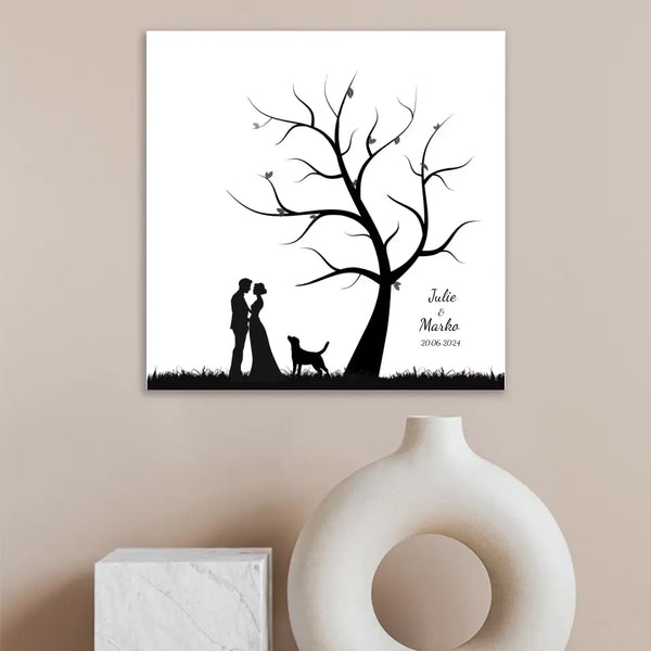 Lienzo de huellas dactilares - Pareja de amantes de los perros