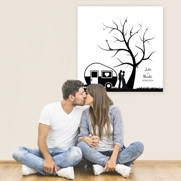 Camping de lona de huellas dactilares - pareja de camping