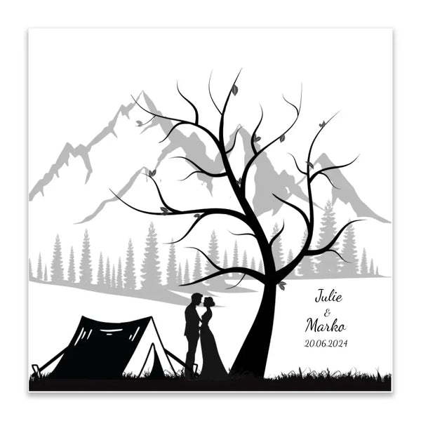 Camping de lona de huellas dactilares - pareja de camping