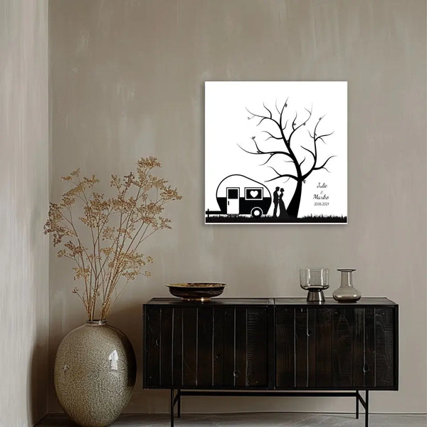 Camping de lona de huellas dactilares - pareja de camping