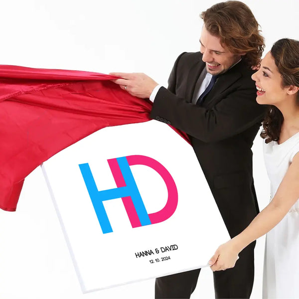 Boda en lienzo con huellas dactilares - foto inicial de la pareja