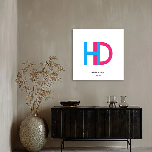 Boda en lienzo con huellas dactilares - foto inicial de la pareja