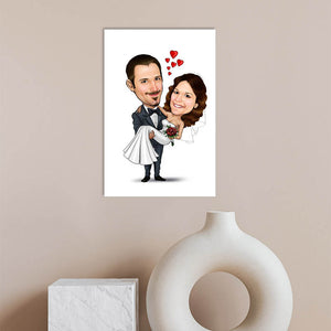 Karikatur vom Foto - Auf Händen tragen (ca1001) - Lustige individuelle Karikatur vom eigenen Foto