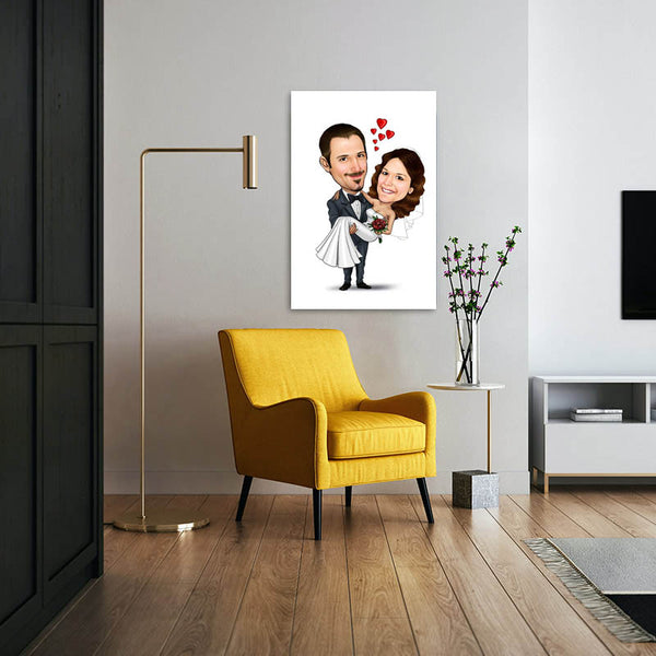 Karikatur vom Foto - Auf Händen tragen (ca1001) - Lustige individuelle Karikatur vom eigenen Foto