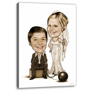 Karikatur vom Foto - Angekettet Sepia (ca1002se) - Lustige individuelle Karikatur vom eigenen Foto