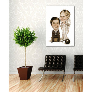 Karikatur vom Foto - Angekettet Sepia (ca1002se) - Lustige individuelle Karikatur vom eigenen Foto