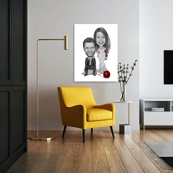 Karikatur vom Foto - Angekettet Pen Rot (ca1002pen-red) - Lustige individuelle Karikatur vom eigenen Foto