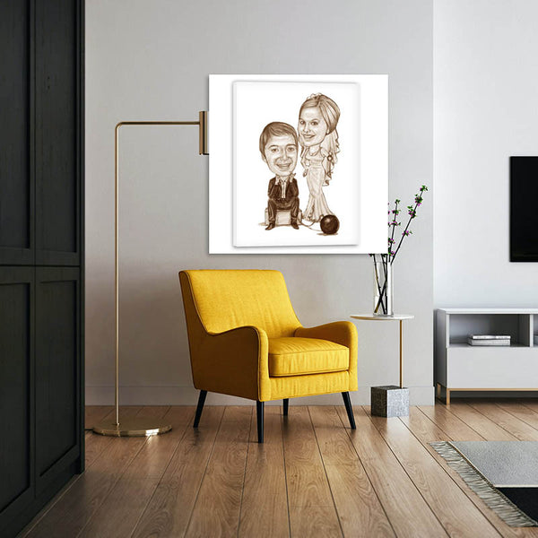 Karikatur vom Foto - Angekettet Pen sepia (ca1002pense) - Lustige individuelle Karikatur vom eigenen Foto