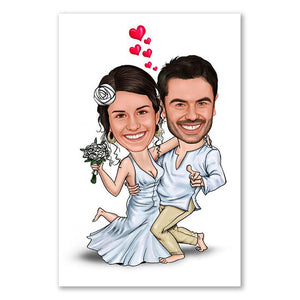 Karikatur vom Foto - Hochzeits-Tanz (ca1003) - Lustige individuelle Karikatur vom eigenen Foto