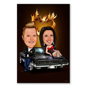 Karikatur vom Foto - Heisses Herz (ca1103) - Lustige individuelle Karikatur vom eigenen Foto