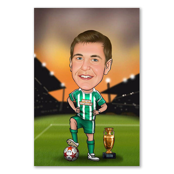 Karikatur vom Foto - Fussball-Meister (ca1107) - Lustige individuelle Karikatur vom eigenen Foto