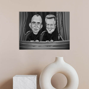 Karikatur vom Foto - Auf dem Balkon (ca1109) - Lustige individuelle Karikatur vom eigenen Foto