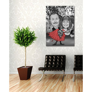 Karikatur vom Foto - Auf Händen (ca1112) - Lustige individuelle Karikatur vom eigenen Foto