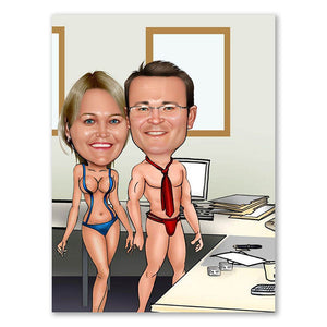 Karikatur vom Foto - Nackt im Büro (ca1147) - Lustige individuelle Karikatur vom eigenen Foto