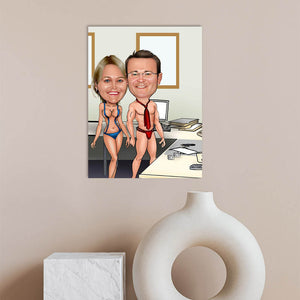 Karikatur vom Foto - Nackt im Büro (ca1147) - Lustige individuelle Karikatur vom eigenen Foto