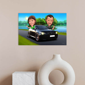 Karikatur vom Foto - Im Cabrio (ca1175) - Lustige individuelle Karikatur vom eigenen Foto