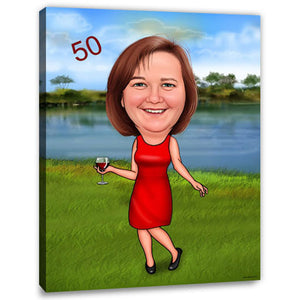 Karikatur vom Foto - Elegante Dame (ca1186) - Lustige individuelle Karikatur vom eigenen Foto