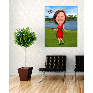 Karikatur vom Foto - Elegante Dame (ca1186) - Lustige individuelle Karikatur vom eigenen Foto