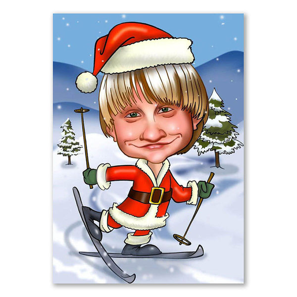 Karikatur vom Foto - Nikolaus im Schnee (ca120) - Lustige individuelle Karikatur vom eigenen Foto