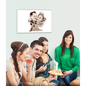 Karikatur vom Foto - Hochzeitstanz mit Schwung Zeichnung sepia (ca1315pense) - Lustige individuelle Karikatur vom eigenen Foto