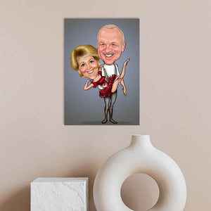 Karikatur vom Foto - Tanzpaar auf dem Arm (ca135) - Lustige individuelle Karikatur vom eigenen Foto