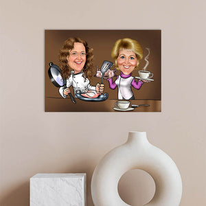 Karikatur vom Foto - Köchinnen (ca153) - Lustige individuelle Karikatur vom eigenen Foto