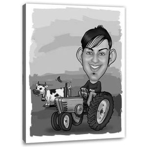 Karikatur vom Foto - Traktor (andere Nutzfahrzeuge mgl.) SW (ca160sw) - Lustige individuelle Karikatur vom eigenen Foto