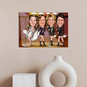 Karikatur vom Foto - Marilyn mit Sängerinnen (ca165) - Lustige individuelle Karikatur vom eigenen Foto