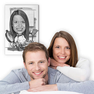 Karikatur vom Foto - Köchin Zeichnung (ca168pen) - Lustige individuelle Karikatur vom eigenen Foto