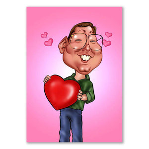 Karikatur vom Foto - Lover mit Herz (ca169) - Lustige individuelle Karikatur vom eigenen Foto
