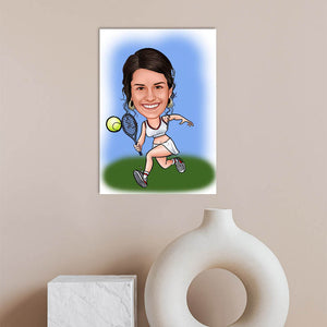 Karikatur vom Foto - Tennis (ca179) - Lustige individuelle Karikatur vom eigenen Foto