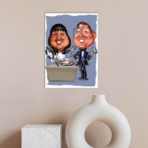 Karikatur vom Foto - Köchin und Ober (ca183) - Lustige individuelle Karikatur vom eigenen Foto