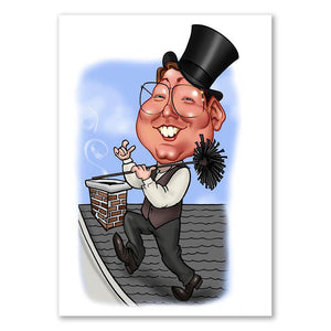 Karikatur vom Foto - Schornsteinfeger (ca190) - Lustige individuelle Karikatur vom eigenen Foto