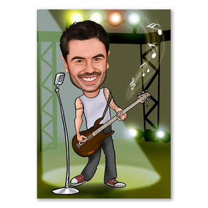 Karikatur vom Foto - Bassgitarre (ca201) - Lustige individuelle Karikatur vom eigenen Foto