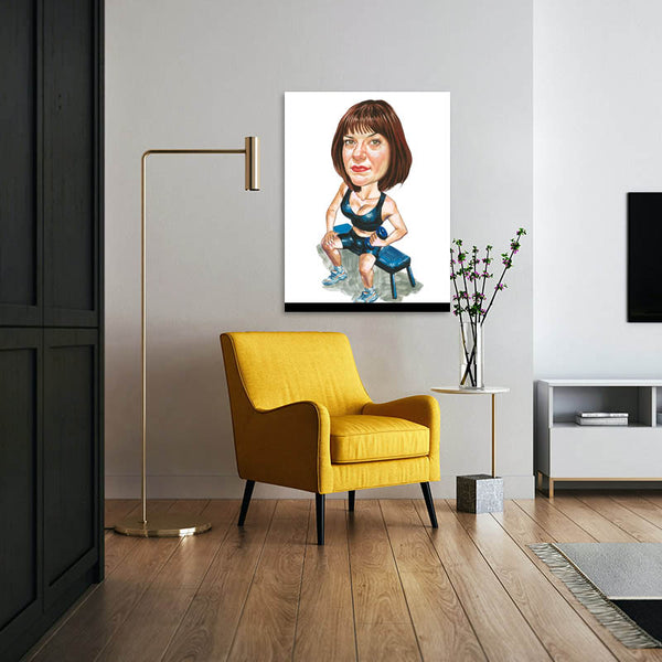 Karikatur vom Foto - Hantelbank (ca2034) - Lustige individuelle Karikatur vom eigenen Foto