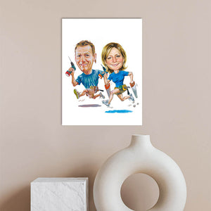 Karikatur vom Foto - Handwerkerpaar (ca2047) - Lustige individuelle Karikatur vom eigenen Foto