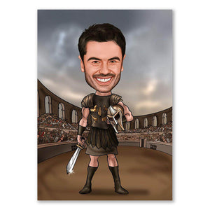 Karikatur vom Foto - Gladiator (ca204) - Lustige individuelle Karikatur vom eigenen Foto