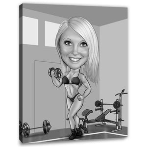 Karikatur vom Foto - Bodybuilding SW (ca208womansw) - Lustige individuelle Karikatur vom eigenen Foto