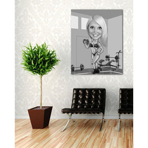 Karikatur vom Foto - Bodybuilding SW (ca208womansw) - Lustige individuelle Karikatur vom eigenen Foto