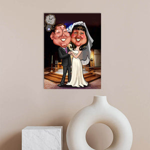 Karikatur vom Foto - Hochzeit Kirche (ca209) - Lustige individuelle Karikatur vom eigenen Foto