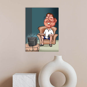 Karikatur vom Foto - Fernseher, Couch Potatoe (ca211) - Lustige individuelle Karikatur vom eigenen Foto