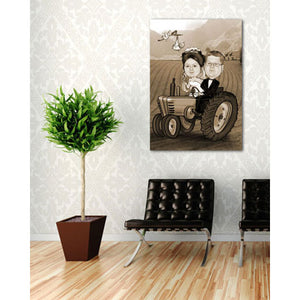 Karikatur vom Foto - Hochzeit Traktor Bauernhof Sepia (ca238se) - Lustige individuelle Karikatur vom eigenen Foto