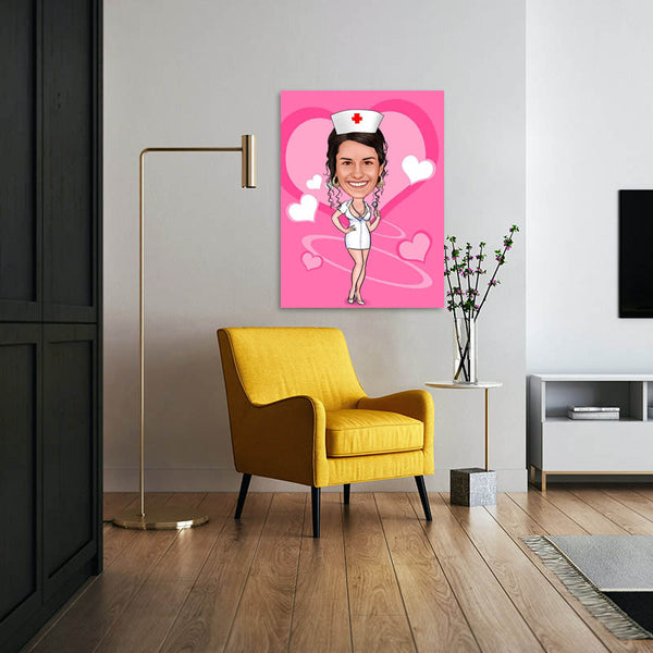 Karikatur vom Foto - Beste Krankenschwester (ca240) - Lustige individuelle Karikatur vom eigenen Foto