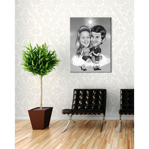 Karikatur vom Foto - Wolke bei Sonnenuntergang SW (ca245sw) - Lustige individuelle Karikatur vom eigenen Foto