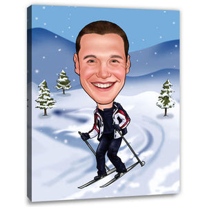 Karikatur vom Foto - Skifahren pur (ca270man) - Lustige individuelle Karikatur vom eigenen Foto